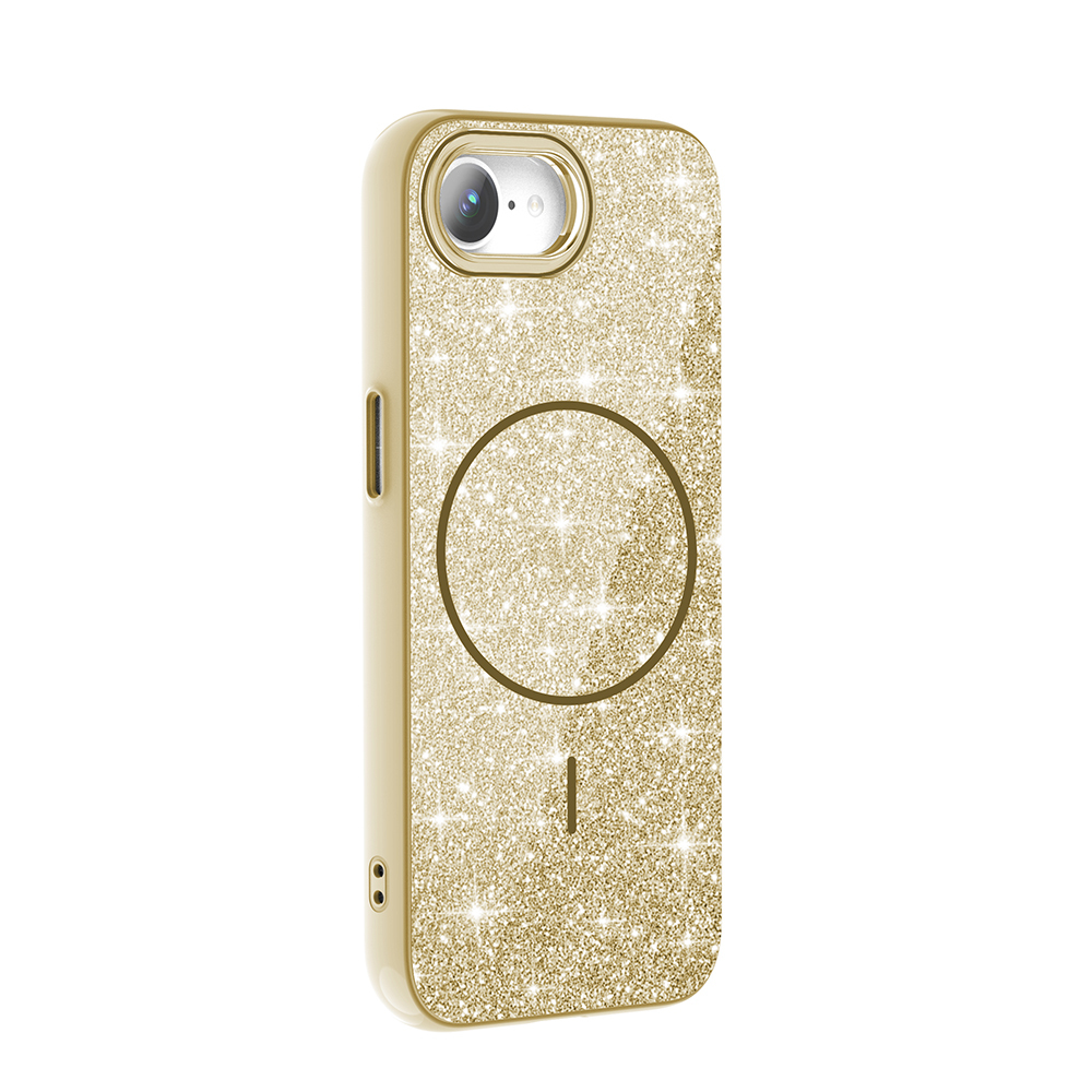 iPhone 16E Kılıf M-safe Şarj Özellikli Parlayan Simli Zore Okso Kapak - 16