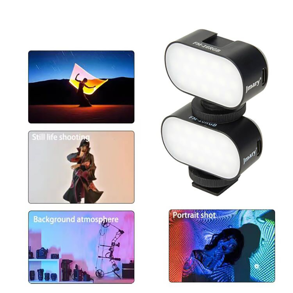 Jmary FM-16RGB Mandallı Dijital LED Göstergeli Telefon-Kamera Üstü RGB Lamba 750mAh - 5