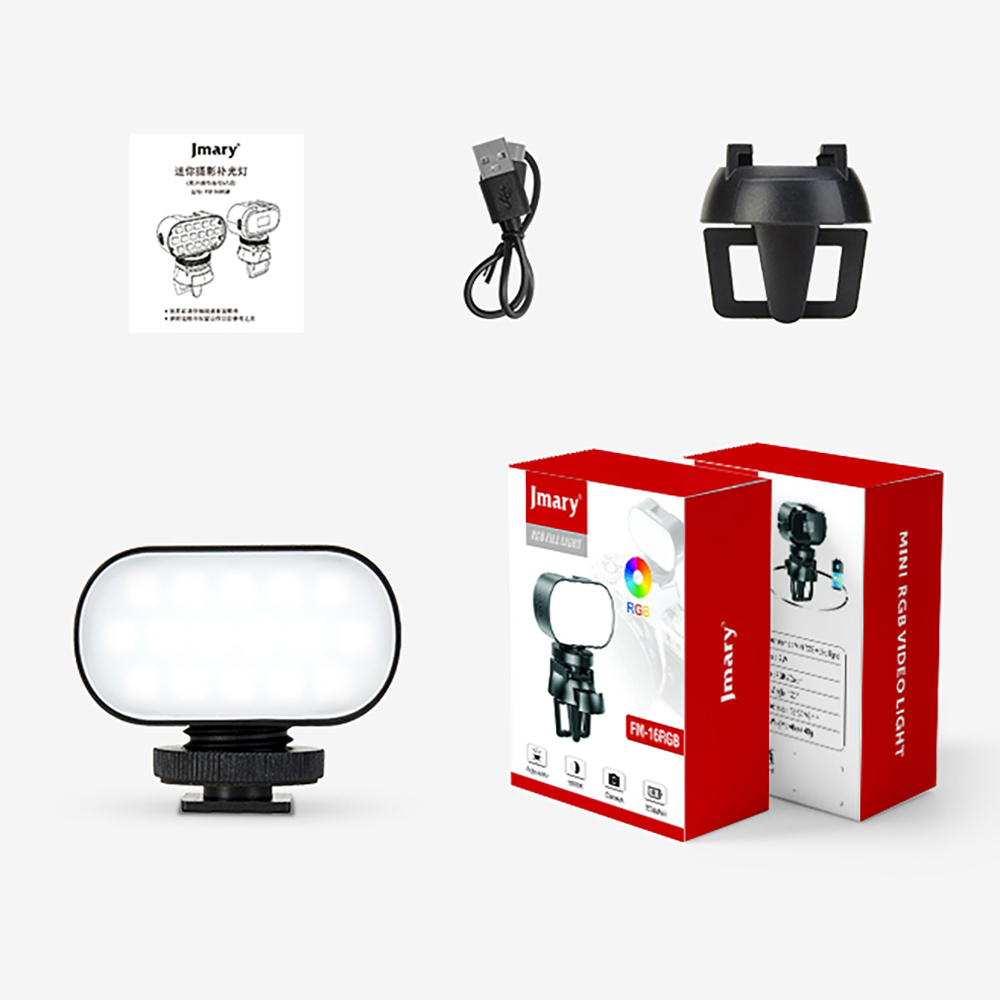 Jmary FM-16RGB Mandallı Dijital LED Göstergeli Telefon-Kamera Üstü RGB Lamba 750mAh - 9