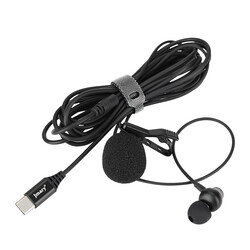 Jmary MC-R6 Type-C Canlı Yayın Yaka Mikrofon Siyah