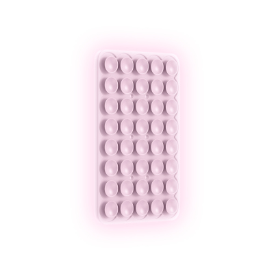Kare Öpücüklü 02 Fosforlu Silikon Telefon Tutucu Pembe