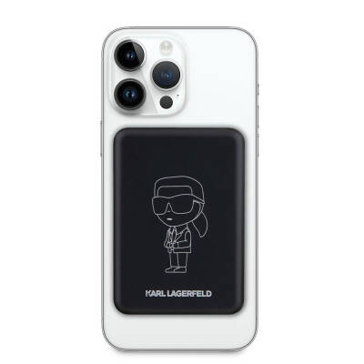 Karl Lagerfeld Led Işıklı Göstergeli Magsafe Magnetik Orjinal Lisanslı Powerbank 5000 Mah Siyah