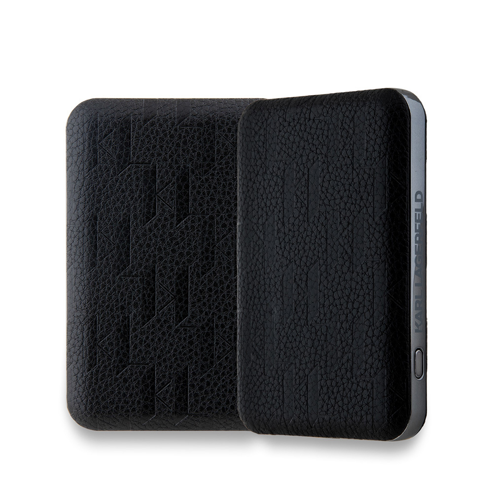 Karl Lagerfeld Orjinal Lisanslı M-safe Şarj Özellikli Led Işık Göstergeli Metal Logolu PU Deri Powerbank 5000mAh - 4