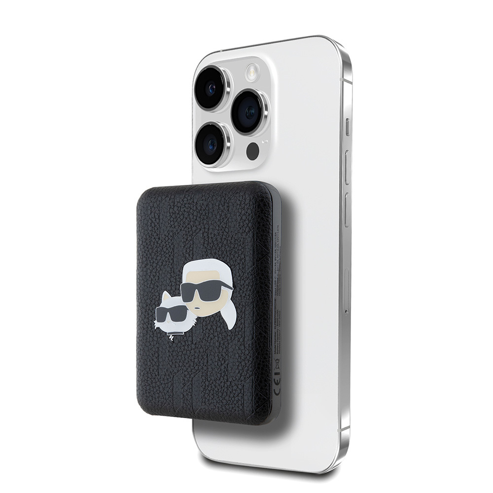Karl Lagerfeld Orjinal Lisanslı M-safe Şarj Özellikli Led Işık Göstergeli Metal Logolu PU Deri Powerbank 5000mAh - 2