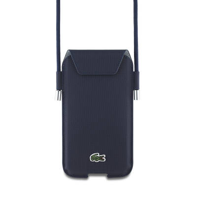 Lacoste Original Licensed Cross Body Strap PU Pique Patterned Universal Case up to 6.7 inches Navy blue