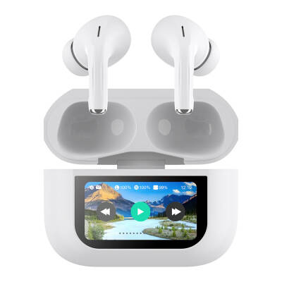 Lapas BTK-ZR76 ANC Featured Touch LCD Screen TWS In-Ear Bluetooth v5.4 Headphones White