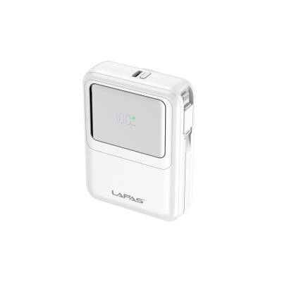 Lapas LP-PW002 Type-C & Lightning Digital LED Indicator Wireless Portable Powerbank 10.000mAh White