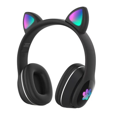 Lapas P40 Cat Ear Design RGB Light Bluetooth Headphones Black