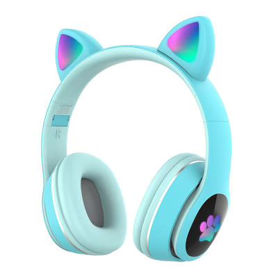 Lapas P40 Cat Ear Design RGB Light Bluetooth Headphones Blue