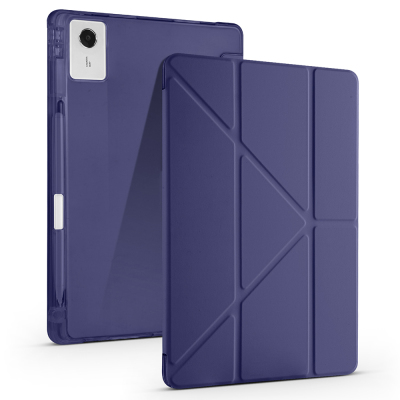 Lenovo Idea Tab Plus 12.1 Kılıf Zore Tri Folding Kalem Bölmeli Standlı Kılıf Lacivert