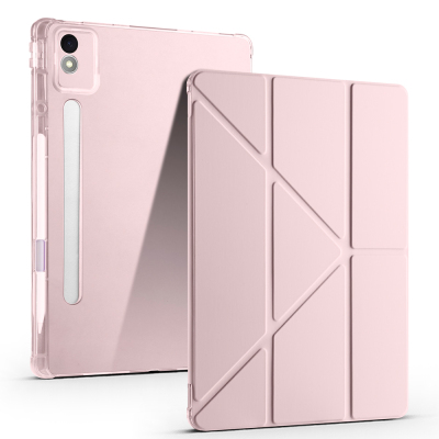 Lenovo Idea Tab Pro 12.7 TB-373FU Kılıf Zore Tri Folding Kalem Bölmeli Standlı Kılıf Rose Gold