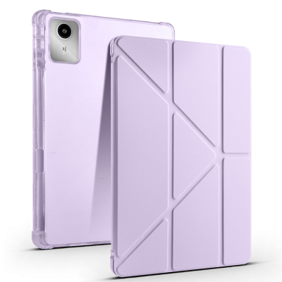 Lenovo M11 TB-330FU Kılıf Zore Tri Folding Kalem Bölmeli Standlı Kılıf Lila