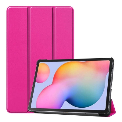 Lenovo Tab M10 Plus TB-125F - TB-128F 3. Jenerasyon Zore Smart Cover Standlı 1-1 Kılıf Pembe Koyu