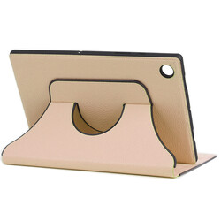 Lenovo Tab M8 Zore Fest Dönebilen Standlı Kılıf Gold