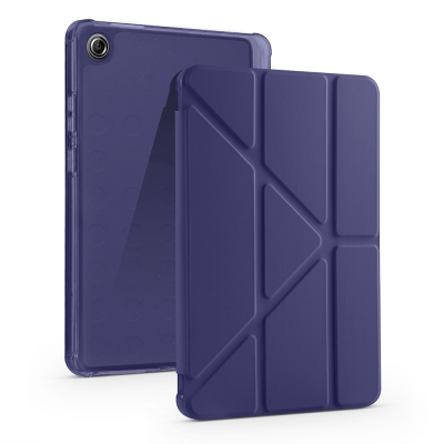 Lenovo Tab One 8.7 TB-305FU Case Zore Tri Folding Case with Pen Compartment and Stand Navy blue