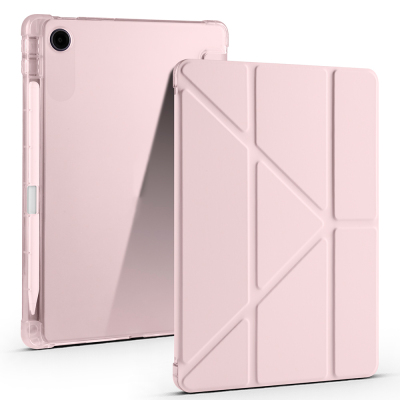 Lenovo Tab TB-311FU Kılıf Zore Tri Folding Kalem Bölmeli Standlı Kılıf Rose Gold