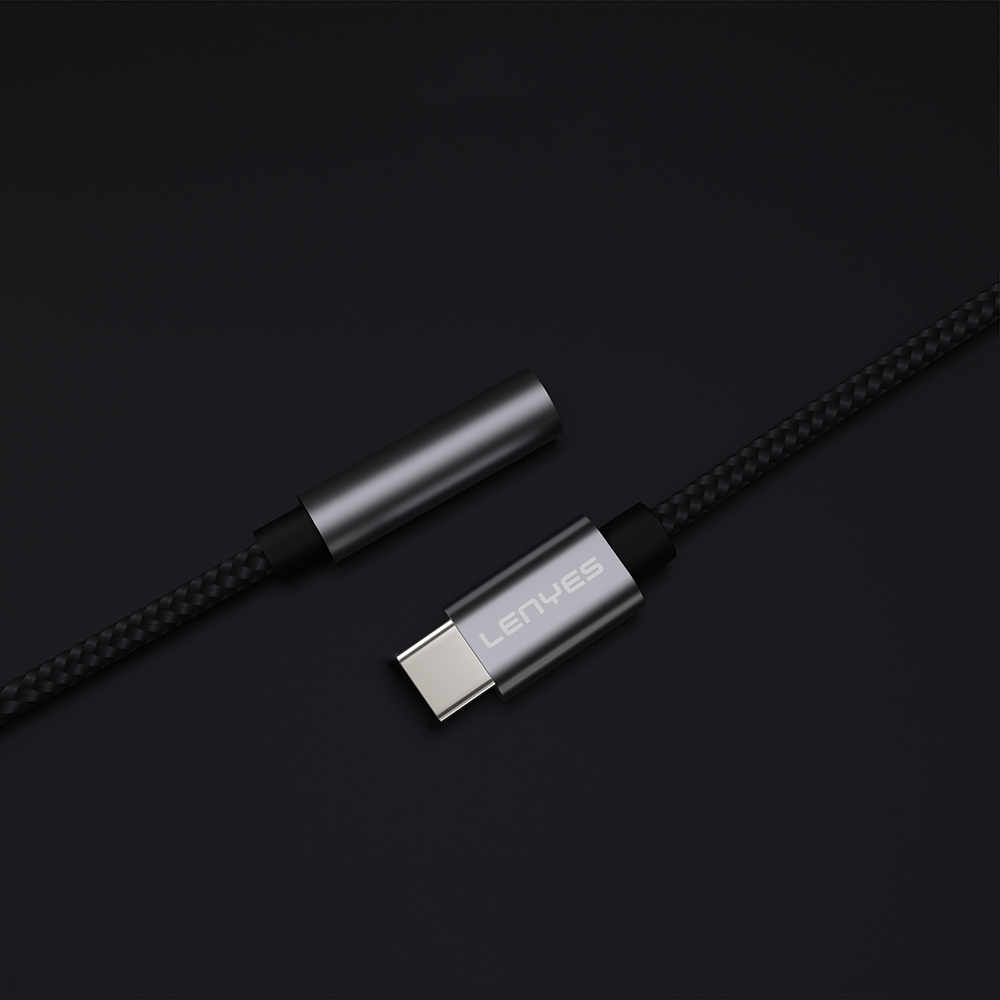 Lenyes AX105 Type-C to 3.5mm Aux Çevirici Örgülü Ses Adaptörü - 3