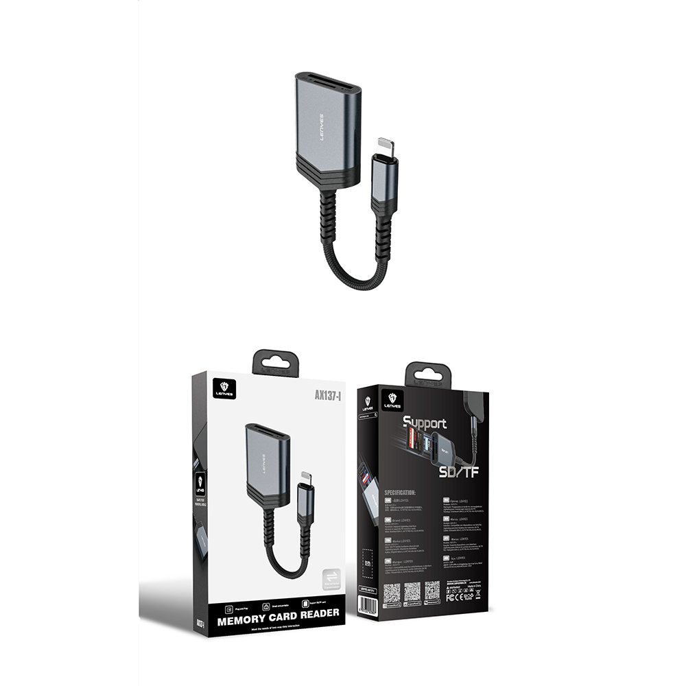 Lenyes AX137 2in1 Lightning to TF/SD Kart Çevirici Dönüştürücü - 4