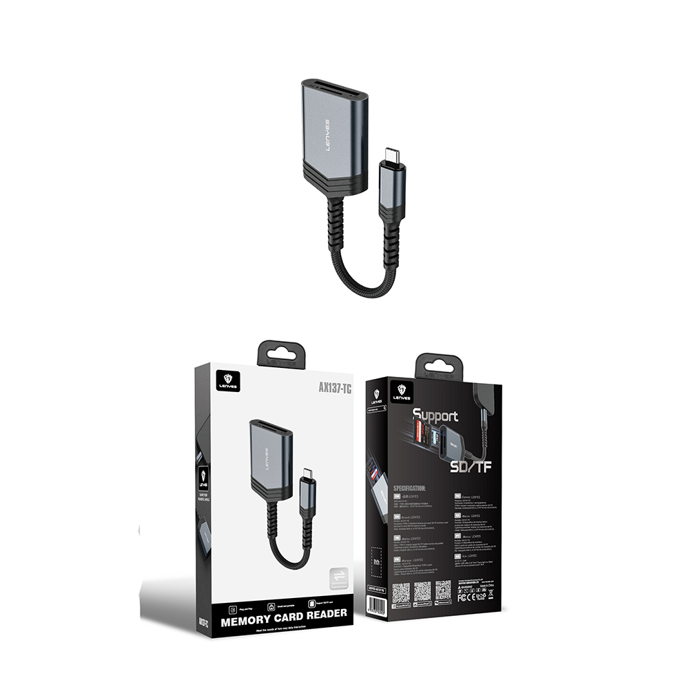 Lenyes AX137 2in1 Type-C to TF/SD Kart Çevirici Dönüştürücü - 4