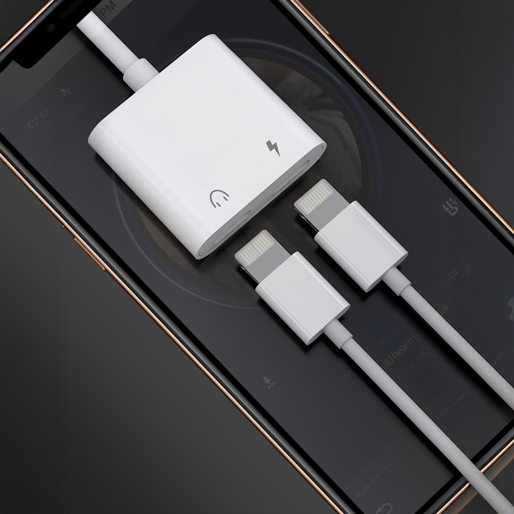 Lenyes AX92 Lightning to Lightning 2in1 Charging and Headphone Converter Adapter - 6