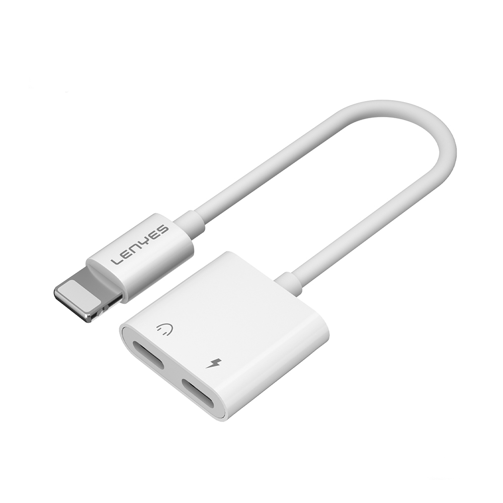 Lenyes AX92 Lightning to Lightning 2in1 Şarj ve Kulaklık Dönüştürücü Adaptör - 1