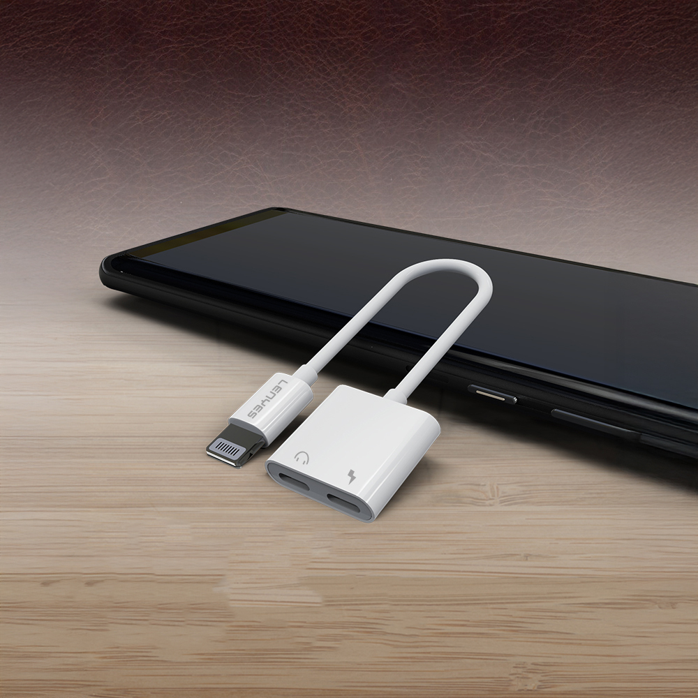 Lenyes AX92 Lightning to Lightning 2in1 Şarj ve Kulaklık Dönüştürücü Adaptör - 4