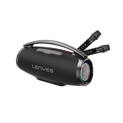 Lenyes Boost X Serisi RGB Işıklı Çift Mikrofonlu Taşınabilir Bluetooth Hoparlör v5.3 600W Siyah