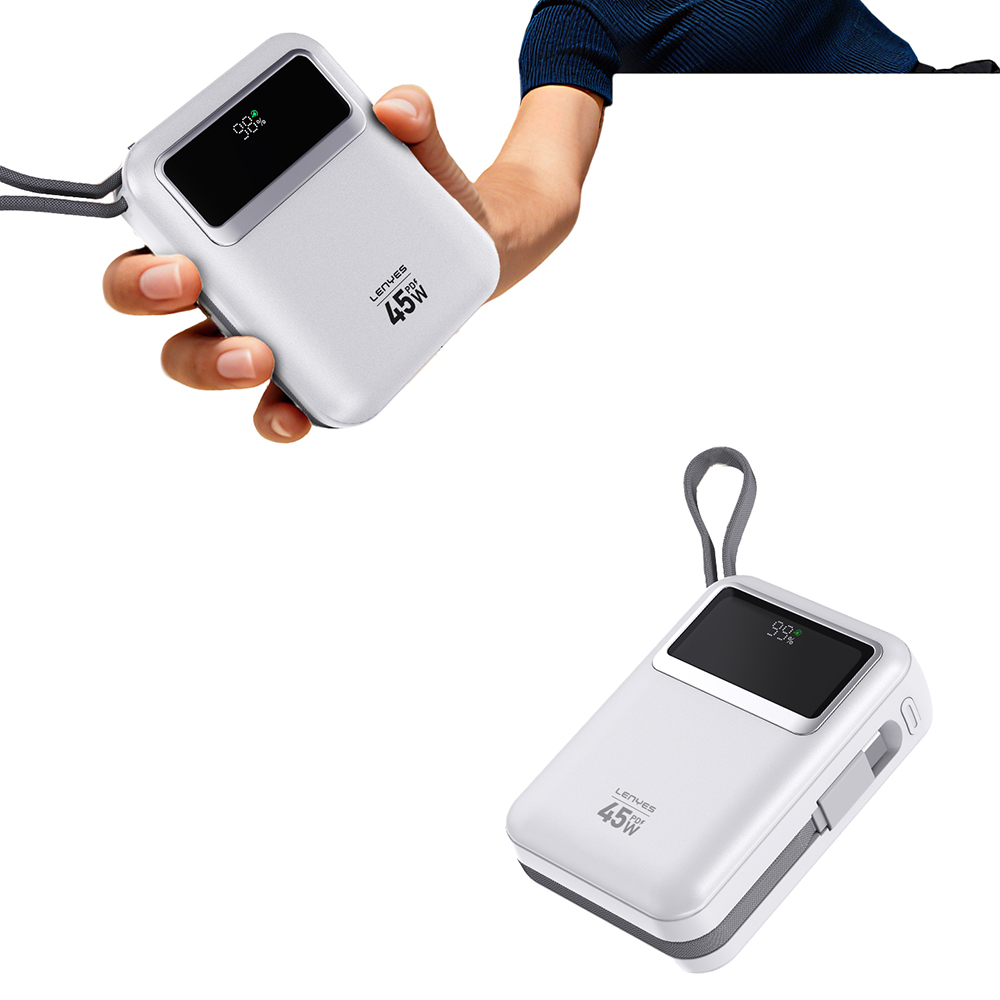 Lenyes C04-A Powerbank 45W 20,000mAh with Digital LED Display, Type-C and Lightning Cable - 3