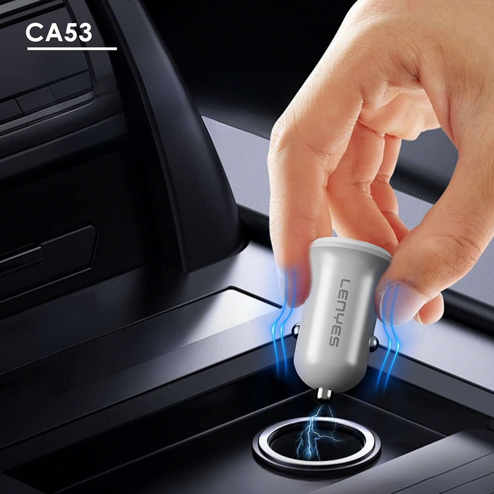 Lenyes CA53 Fast Charging Dual Type-C + USB-A Port Mini Car Charger 30W - 5