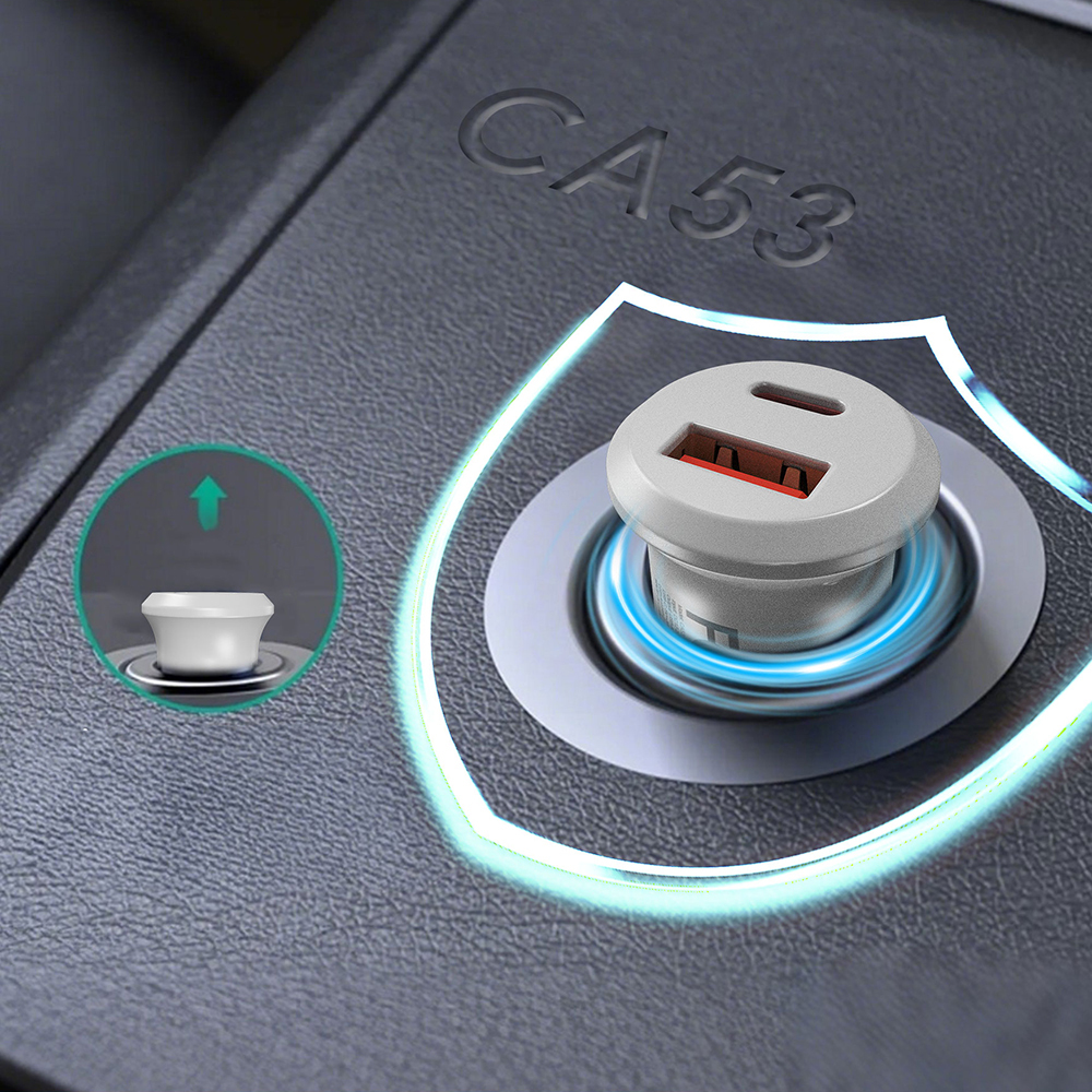 Lenyes CA53 Fast Charging Dual Type-C + USB-A Port Mini Car Charger 30W - 6