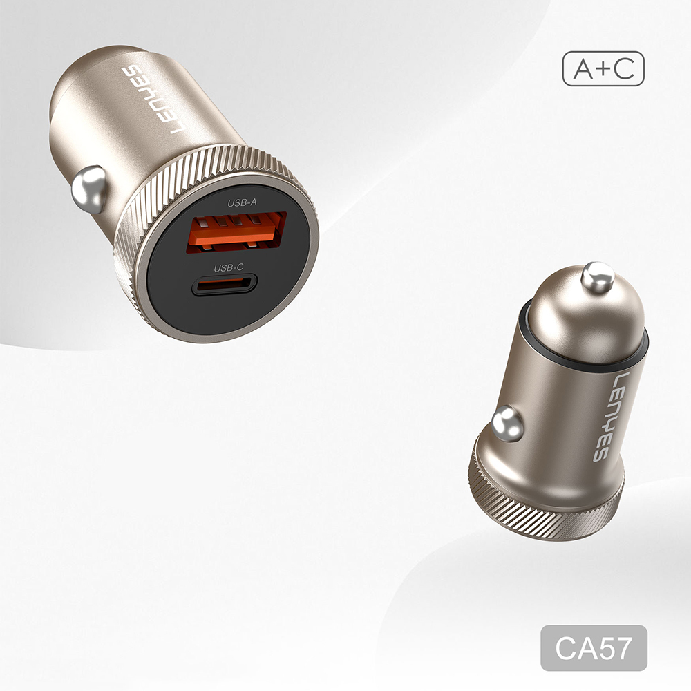 Lenyes CA57 Hızlı Şarj Özellikli Dual Type-C + USB-A Portlu Mini Araç Şarj Aleti 30W - 3