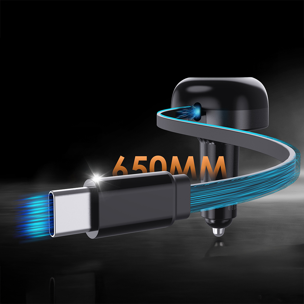 Lenyes CA59 Type-C Cable Fast Charging Car Charger with Type-C + USB-A Port PD 60W - 3