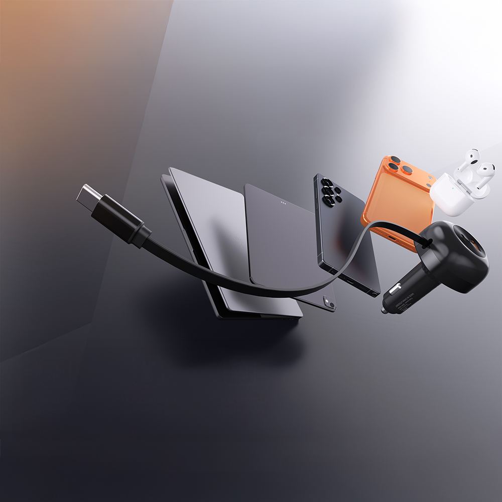 Lenyes CA59 Type-C Cable Fast Charging Car Charger with Type-C + USB-A Port PD 60W - 7