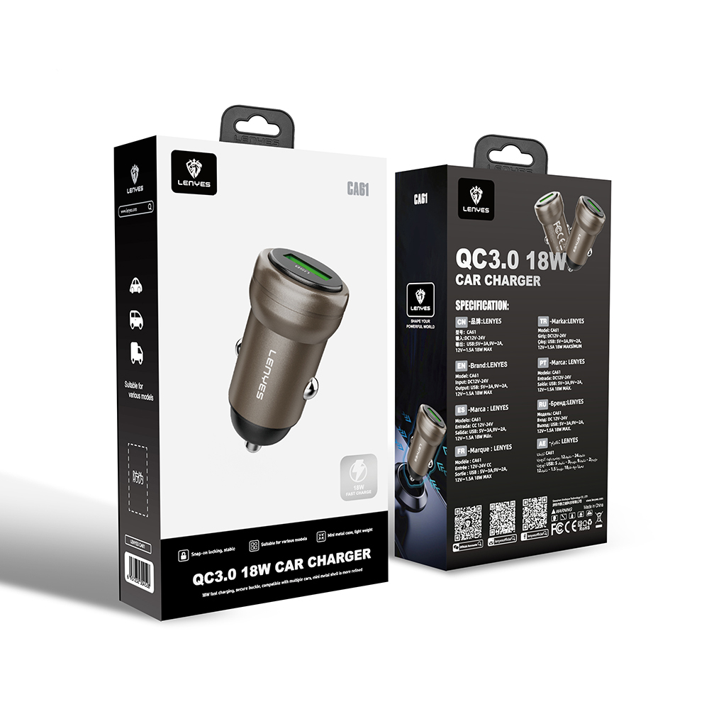 Lenyes CA61 Hızlı Şarj Özellikli USB-A Portlu Araç Şarj Aleti 18W - 7