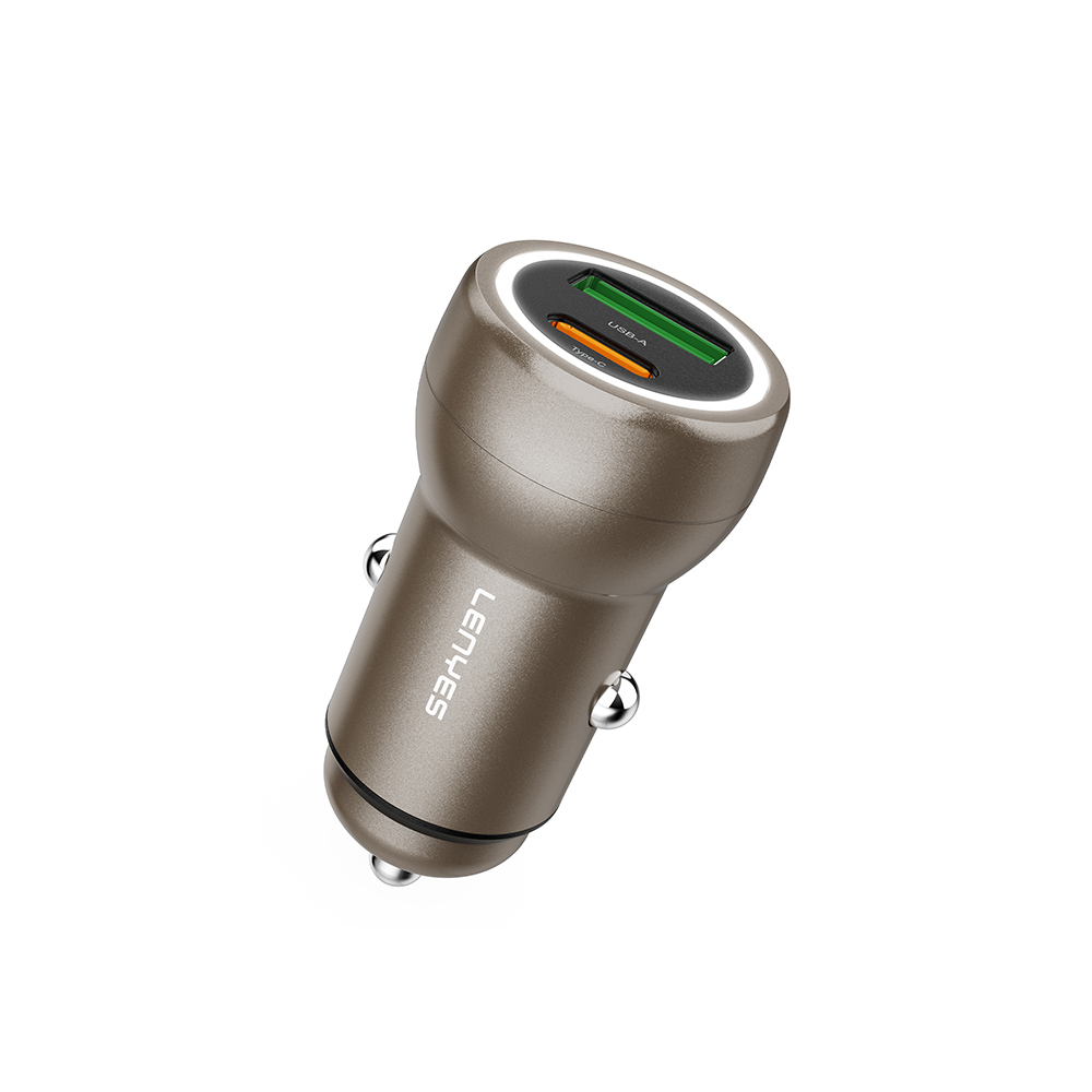 Lenyes CA64 Fast Charging Dual USB-A + Type-C Port PD Car Charger 30W - 2