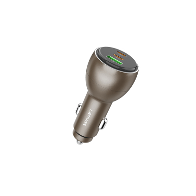 Lenyes CA66 Fast Charging Dual Type-C + Type-C + USB-A Port PD Car Charger 95W Gold