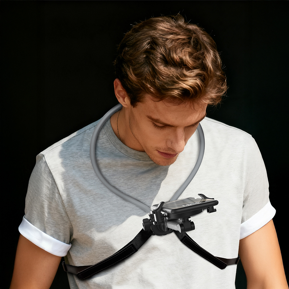 Lenyes CR203 2in1 Eller Serbest Magnetik Boyun Askılı Telefon Tutucu - 7