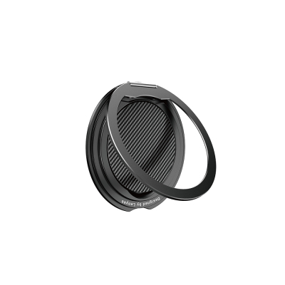 Lenyes CR212 Aramid Fiber 360 Derece Dönebilen Magnetik Ring Stand Telefon Tutucu Siyah