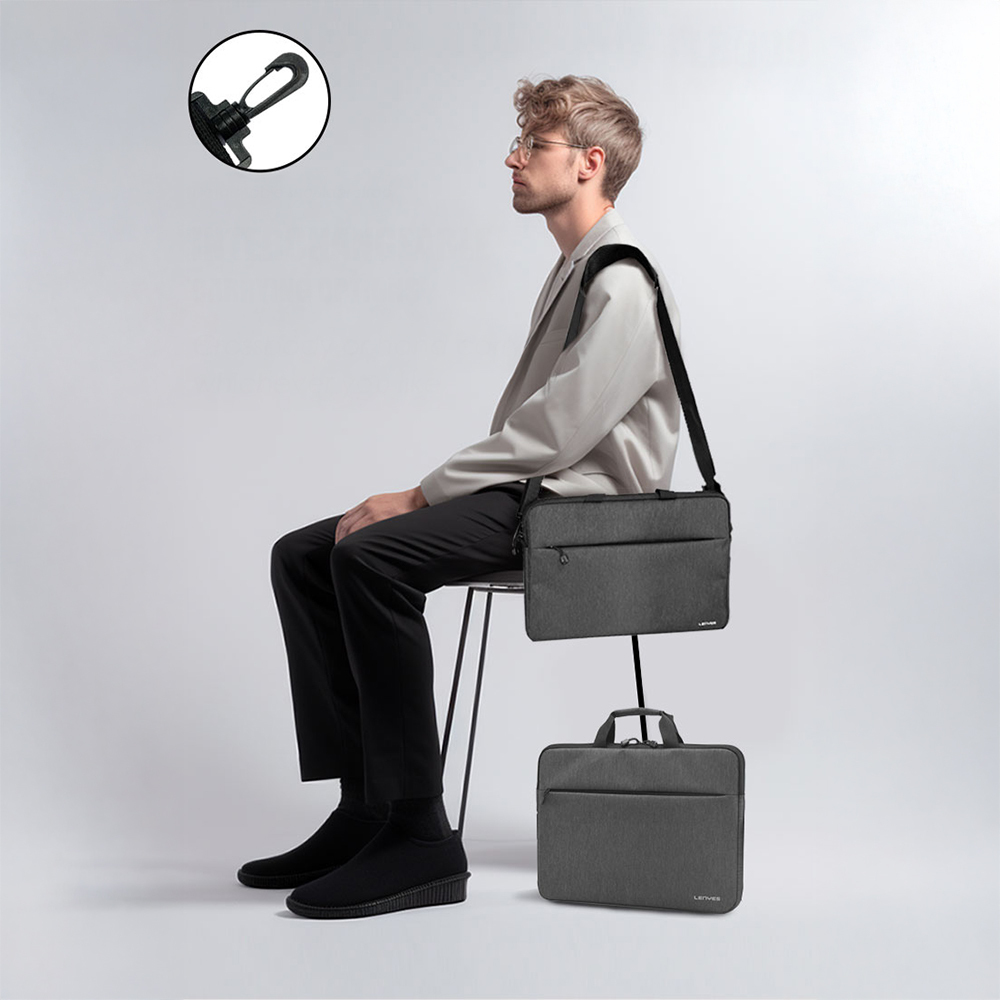 Lenyes LB509 Cleo Protect Pro Serisi Darbe Emici Su Geçirmez Polyester Kumaş 15.6 inç Laptop Çantası - 6