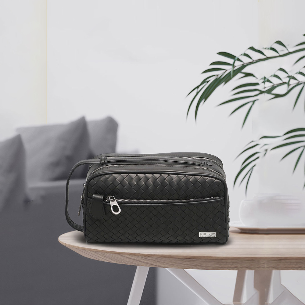 Lenyes LB527 Tomas Series Woven PU Matte Leather Wrist Design Scratch Resistant Accessory Bag - 3