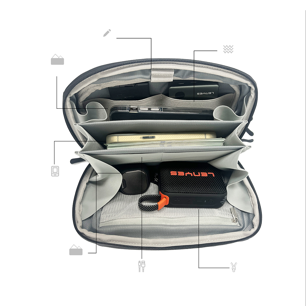 Lenyes LB561 Su Geçirmez Aşınmaya ve Çizilmeye Dayanıklı Çapraz Vücut Askılı Aksesuar Çantası 25.5cm - 5