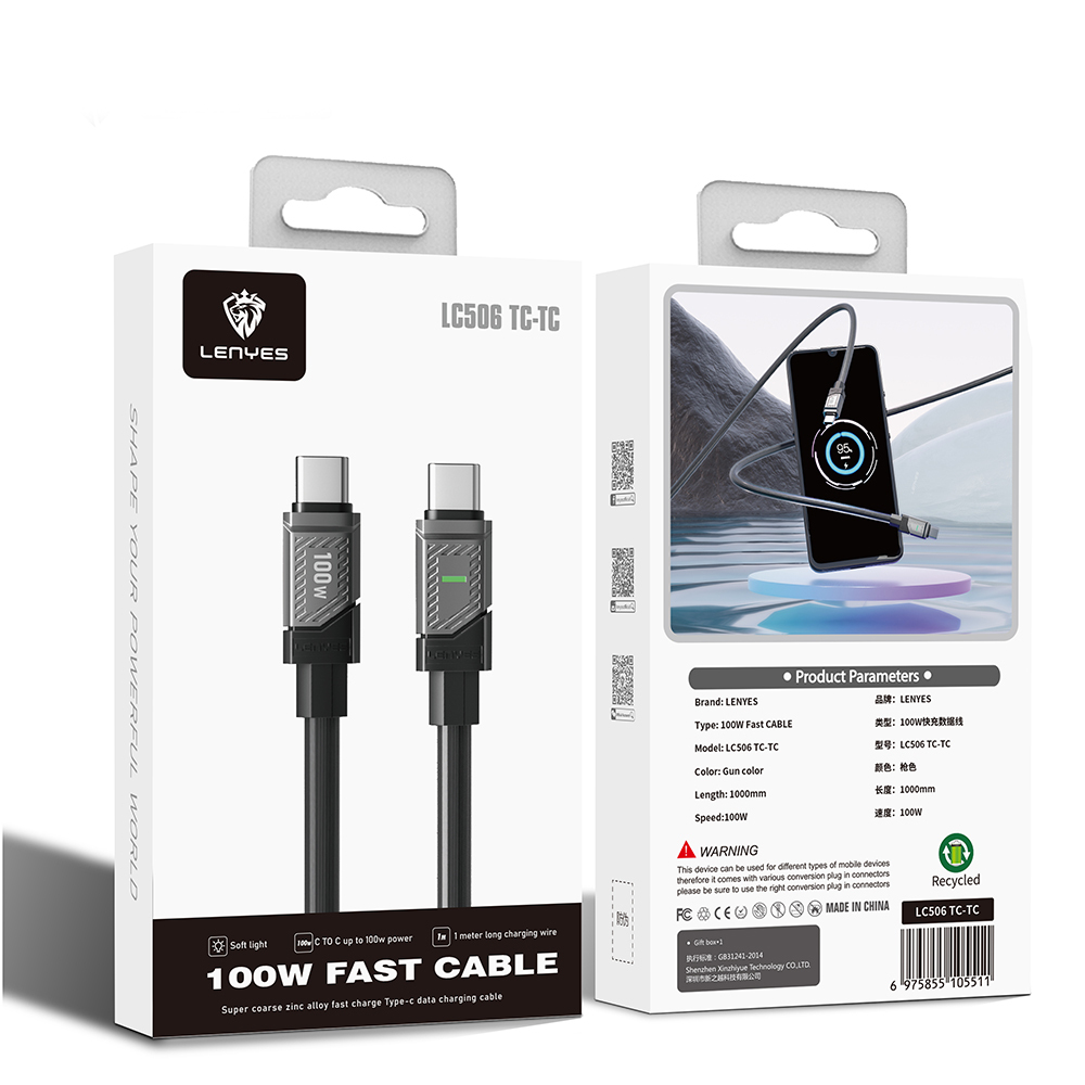 Lenyes LC506 Type-C to Type-C PD 100W Fast Charging Data and Charging Cable 1M - 7