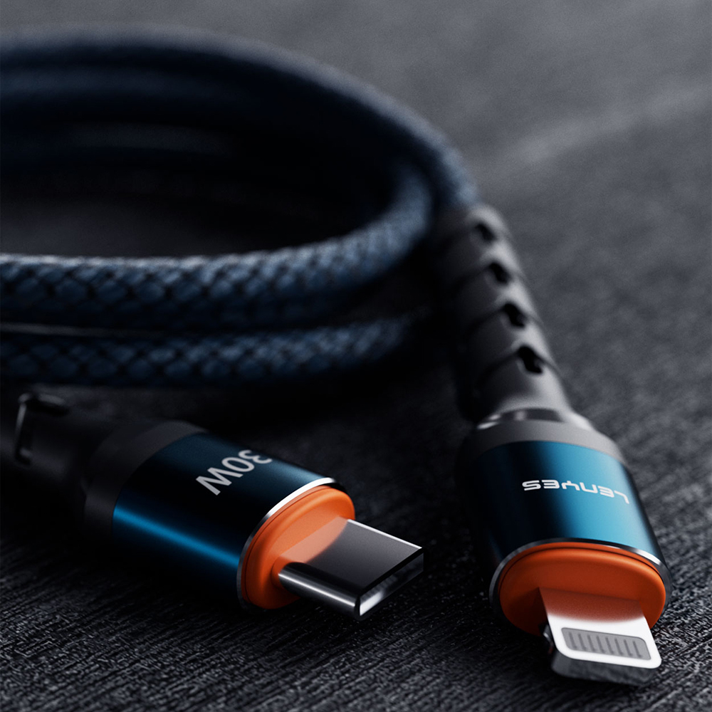 Lenyes LC515 Type-C to Lightning Hızlı Şarj Özellikli Örgülü Data ve Şarj Kablosu 30W 1M - 5