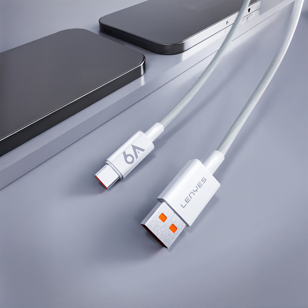 Lenyes LC518 USB-A to Type-C 6A Braided Design Fast Charging Data and Charging Cable 66W 1M - 3