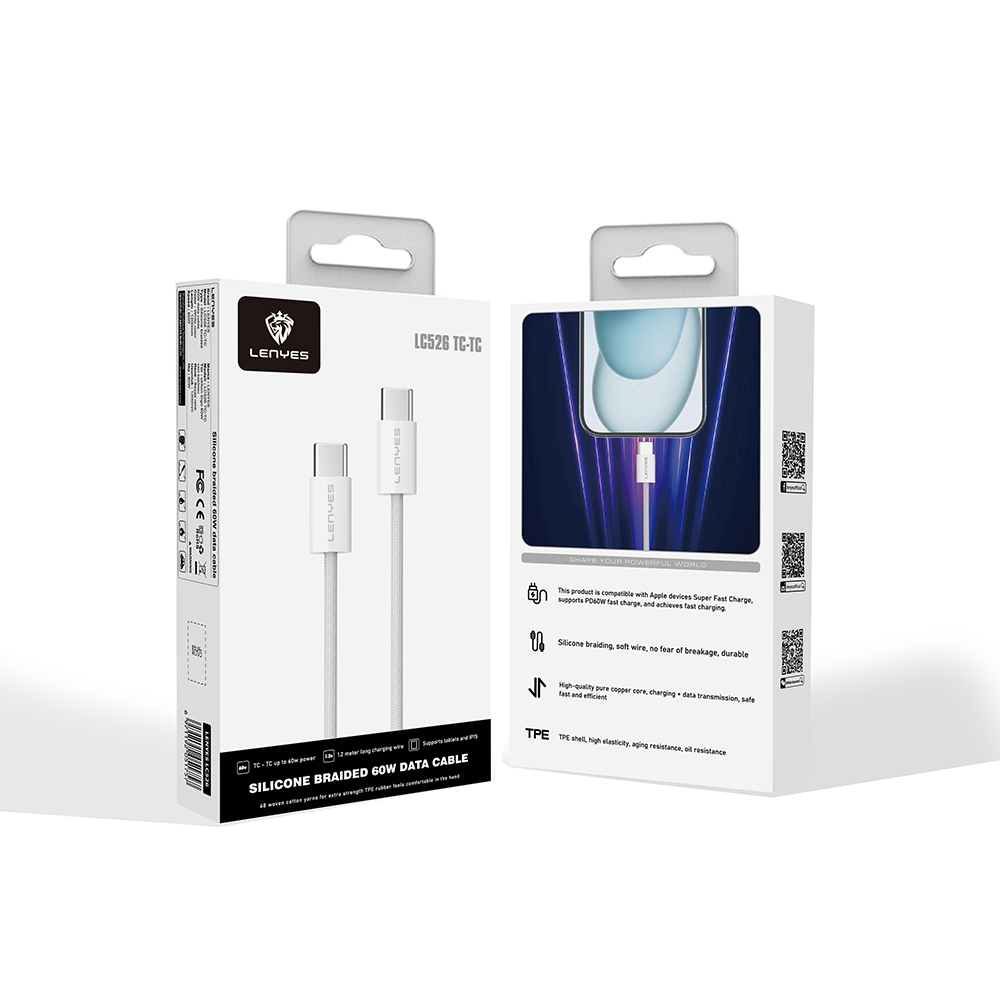 Lenyes LC526 Type-C to Type-C Smart Chip Protection Data and Charging Cable 60W 1.2M - 9
