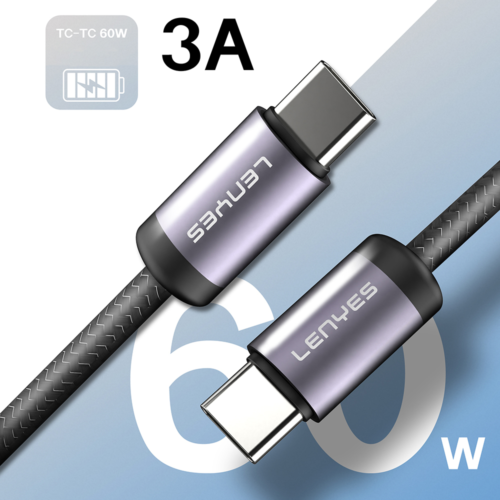 Lenyes LC537 Type-C to Type-C Fast Charging Braided Data and Charging Cable 60W 1M - 4