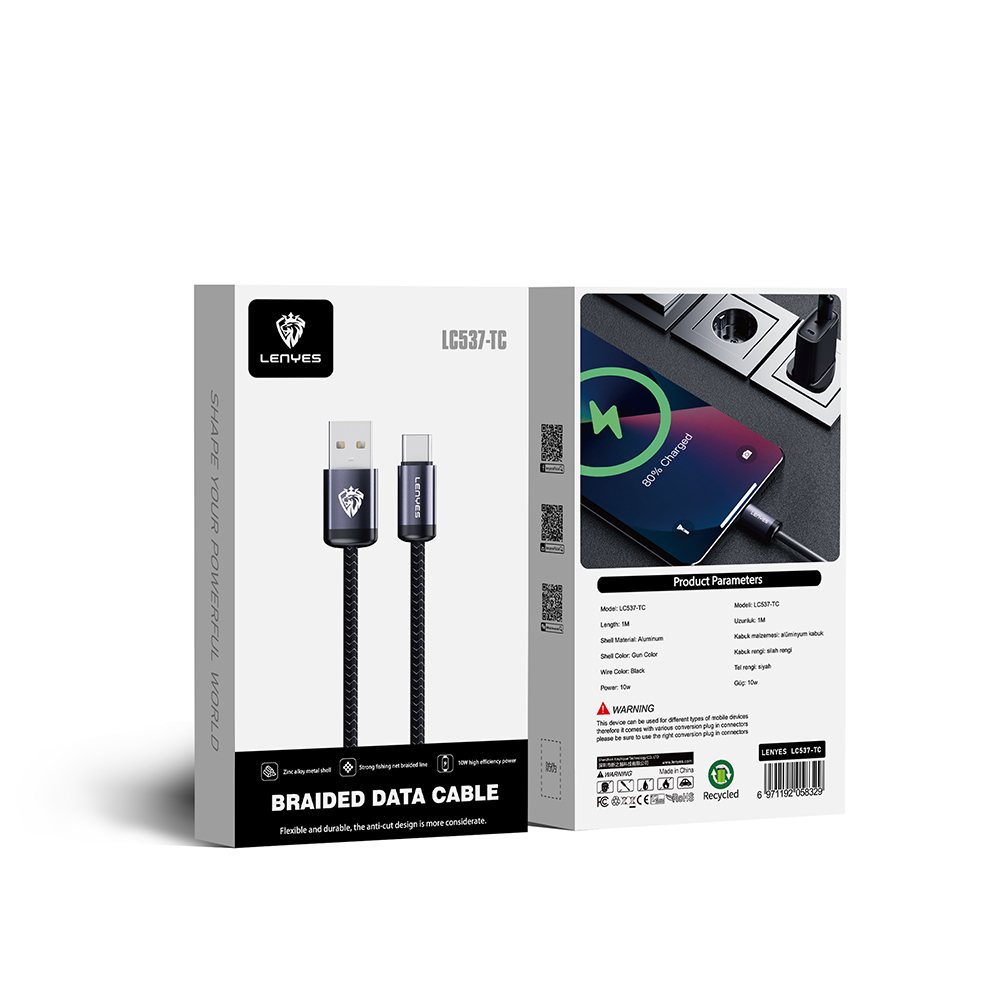 Lenyes LC537 USB-A to Type-C Braided Design Fast Charging Data and Charging Cable 10W 1M - 8
