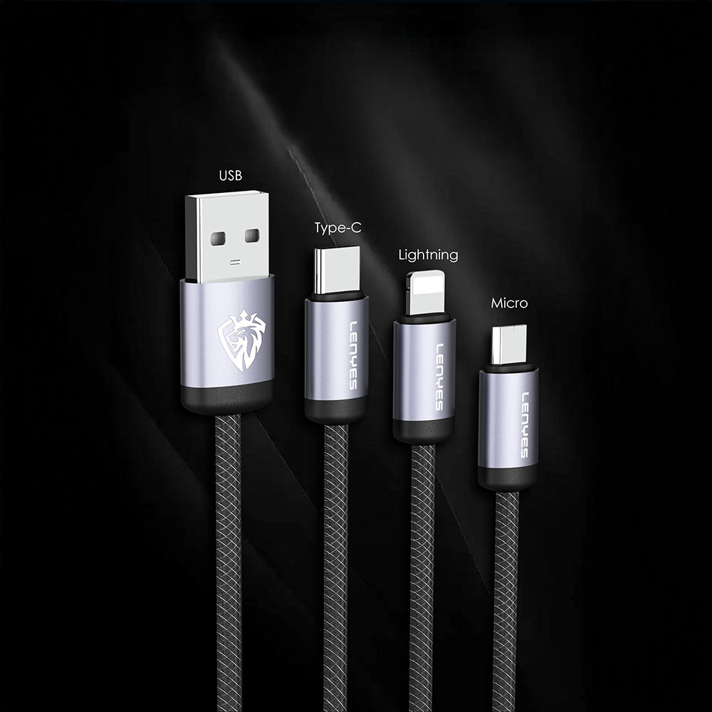 Lenyes LC537 USB-A to Type-C Örgü Tasarımlı Hızlı Şarj Özellikli Data ve Şarj Kablosu 10W 1M - 4