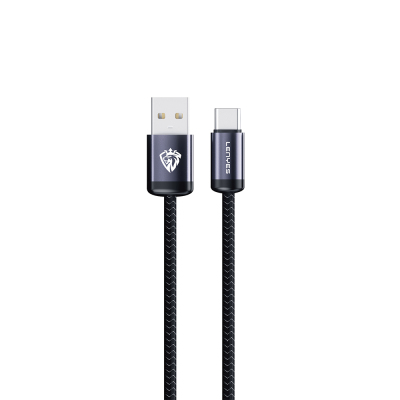 Lenyes LC537 USB-A to Type-C Örgü Tasarımlı Hızlı Şarj Özellikli Data ve Şarj Kablosu 10W 1M Siyah