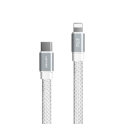Lenyes LC538 Type-C to Lightning Hızlı Şarj Özellikli 48D Aramid Fiber Örgü Tasarımlı Data ve Şarj Kablosu 27W 1M Beyaz